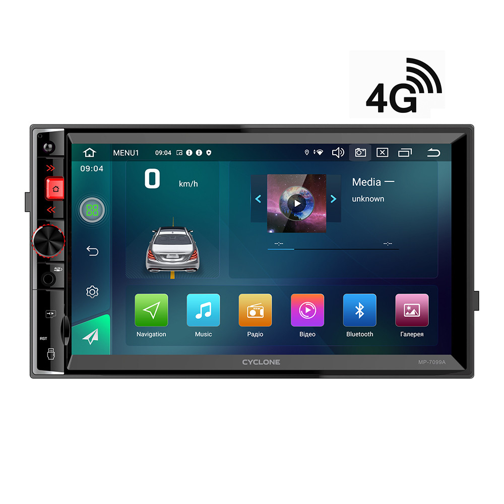 Автомагнитола 2 din CYCLONE MP-7099A DSP 7 дюймов Android 10.0 память 4\64 GB wifi ghs bluetooth 4G - фото 1 - id-p1897222958