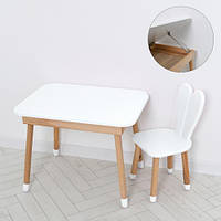 Детский столик с ящиком и стульчик "Зайка" 04-027W-TABLE белый