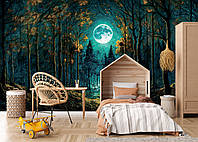 Фото шпалери ніч 254x184 см Природа Місяць над казковим лісом (14573P4)+клей