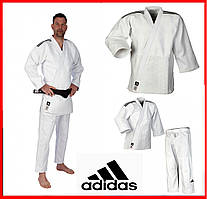 Професійне кімоно для дзюдо ADIDAS Champion III з ліцензією IJF Slim Fit біле з чорними смугами щільне