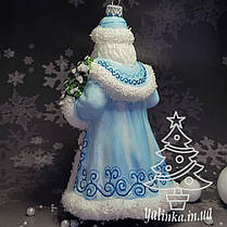 Скляна ялинкова іграшка Дід Мороз у блакитному Snegka Poland, фото 2