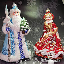 Скляна ялинкова іграшка Дід Мороз у блакитному Snegka Poland, фото 4