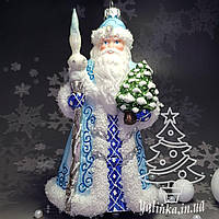 Скляна ялинкова іграшка Дід Мороз у блакитному Snegka Poland
