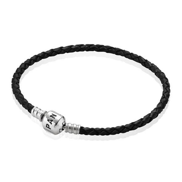 Шкіряний браслет зі срібною застібкою Pandora 590705CBK-S 18