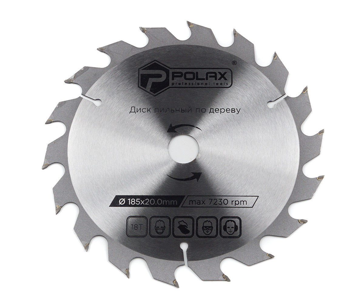 Диск пильний Polax по дереву з твердосплавними напайками 185x20.0/16, 18Т (54-135), фото 1