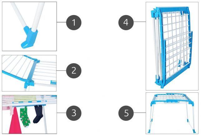 Многоярусная сушка для белья, компактная складная вертикальная бельевая сушилка для балкона Clothes dryer - фото 9 - id-p1897226427