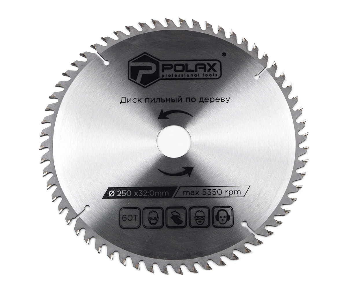 Диск пильний Polax по дереву з твердосплавними напайками 250x32.0/30.0, 60Т (54-149)
