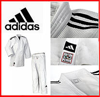 Професійне кімоно для дзюдо ADIDAS Champion III з ліцензією IJF біле з чорними смугами щільне