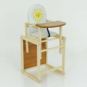 Дитячий дерев'яний стільчик для годування №2012 ТМ "Мася" "Сонечко" білий