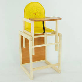 Дитячий дерев'яний стільчик для годування №2022 ТМ "Мася" "Сонечко" жовтий