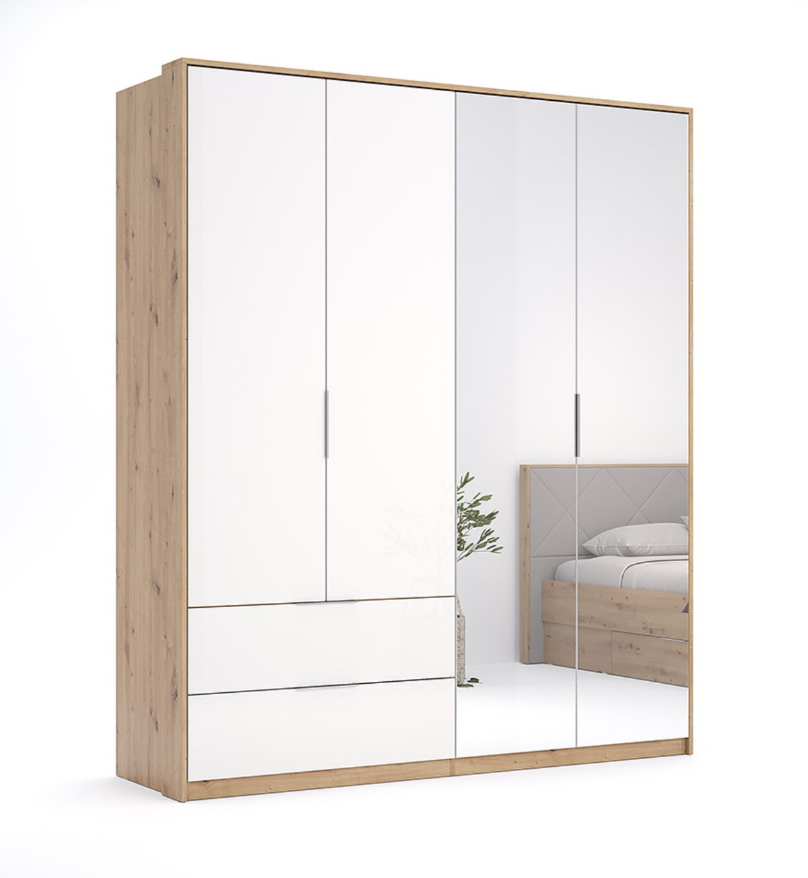 Шафа Реймонд 182,4 Білий Глянець/Артизан із дзеркалами Міро-Марк, фото 1