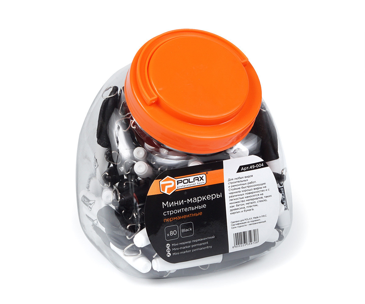 Міні-маркер Polax перманентний будівельний: колір black 80 шт (49-004), фото 1