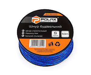 Шнур муляра Polax для будівельних робіт 1,5 мм х 50 м, синій (30-003)