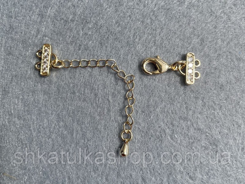 Застібка на 2 лінії з фіанітами Milano З61 золото, фото 1