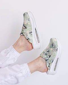 Взуття медичне сабо Butterfly green з підошвою AirMax