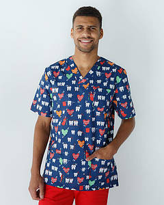 Медична сорочка чоловіча Граніт принт Teeth red