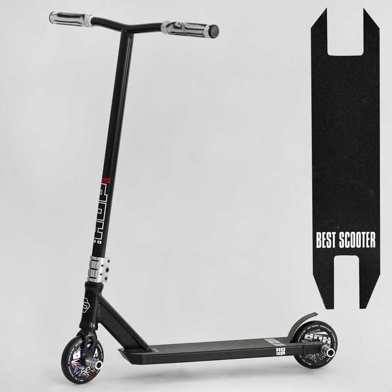 Самокат трюковий N-16180 Best Scooter "HOP" чорно-сріблястий, фото 1