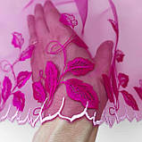 Ажурне мереживо вишивка на сітці: рожева і біла нитки по сітці відтінку фуксії, ширина 22 см, фото 7