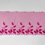 Ажурне мереживо вишивка на сітці: рожева і біла нитки по сітці відтінку фуксії, ширина 22 см, фото 6