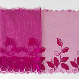 Ажурне мереживо вишивка на сітці: рожева і біла нитки по сітці відтінку фуксії, ширина 22 см, фото 5