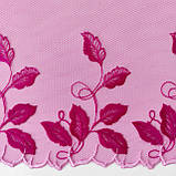 Ажурне мереживо вишивка на сітці: рожева і біла нитки по сітці відтінку фуксії, ширина 22 см, фото 8