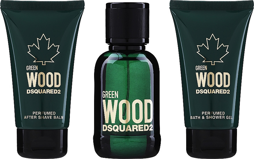 Подарочный набор Dsquared2 Green Wood Pour Homme (edt/50ml + s/g/50ml + aft sh balm/50ml)