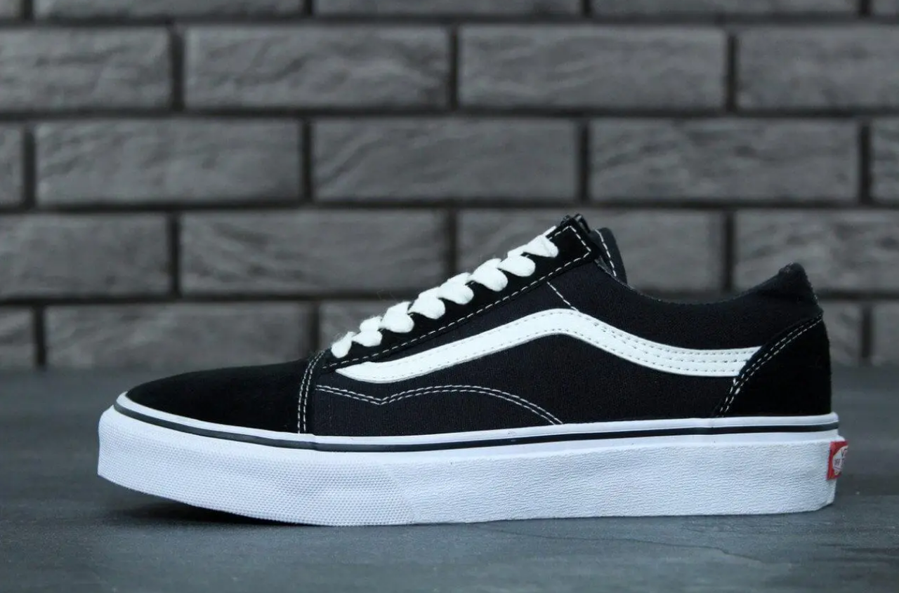 Кеди Vans Old Skool black white низькі кросівки чоловічі чорно білі Ванси