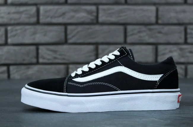 Кеди Vans Old Skool black white низькі кросівки чоловічі чорно білі Ванси, фото 1