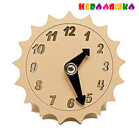 Заготовка для Бизиборда Часы Солнышко 10 см Солнце со Стрелками Дерев'яний годинник для бізіборда