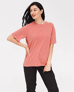 Медична футболка-реглан жіноча попелясто-рожева