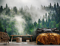 Гори фото шпалери 368x254 см 3D Природа Краєвид Хвойний туманний ліс (14566P8)+клей