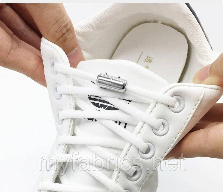 Шнурки для взуття з фіксаторами без зав'язок білі
