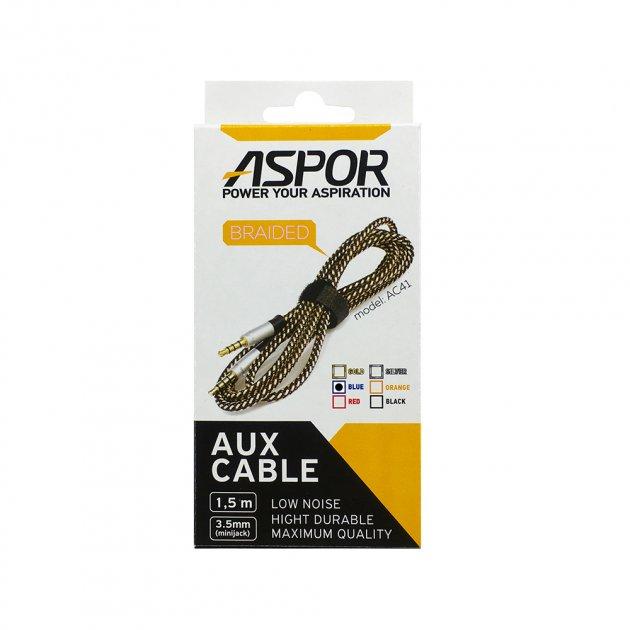 AUX кабель Aspor AC-41 тканинний (3.5мм/1.5м)- синій