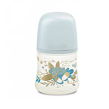 Пляшечка, 150 мл, фізіологічна соска повільний потік, "Gold Edition"/блакитна