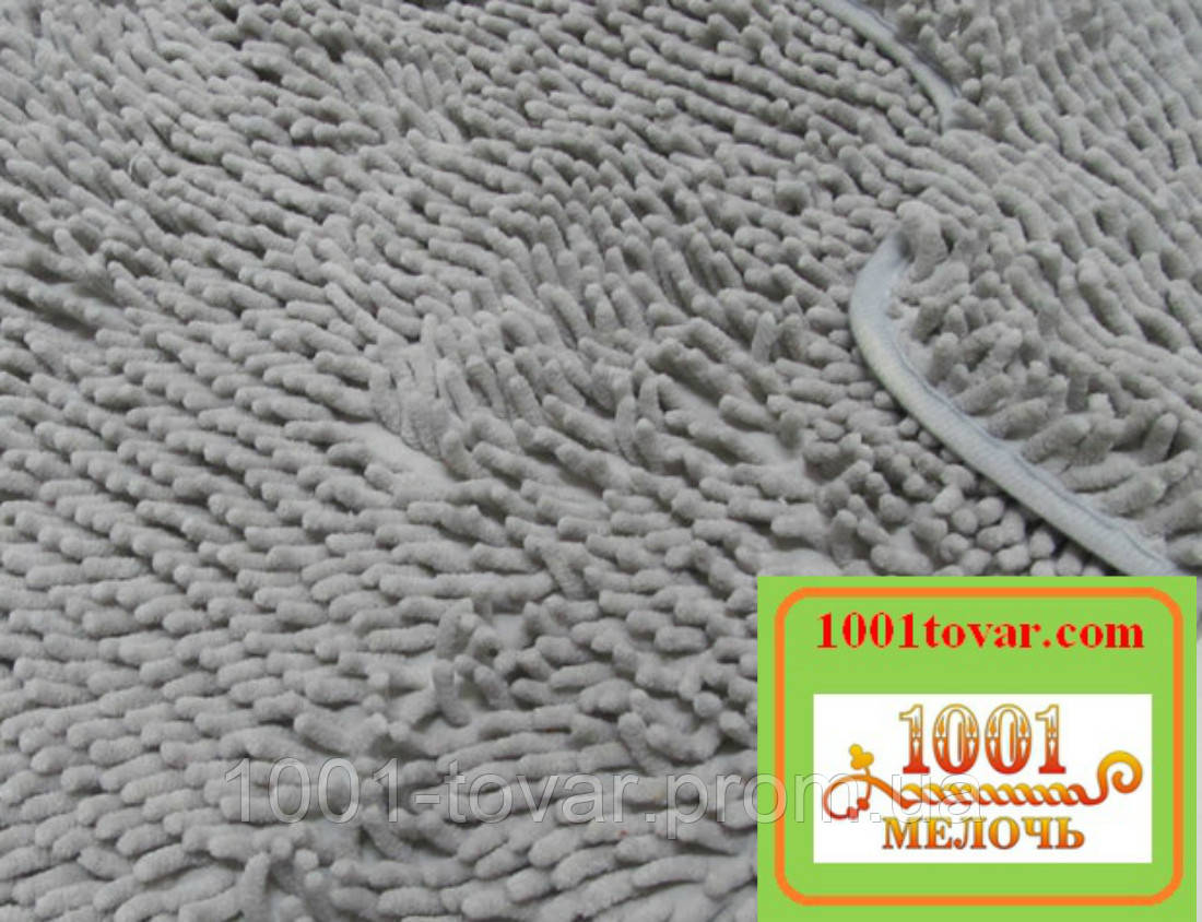 Набор ковриков из микрофибры "Макароны или дреды" в ванную и туалет, 90х60 см. и 40х60 см., серый - фото 5 - id-p1897268414