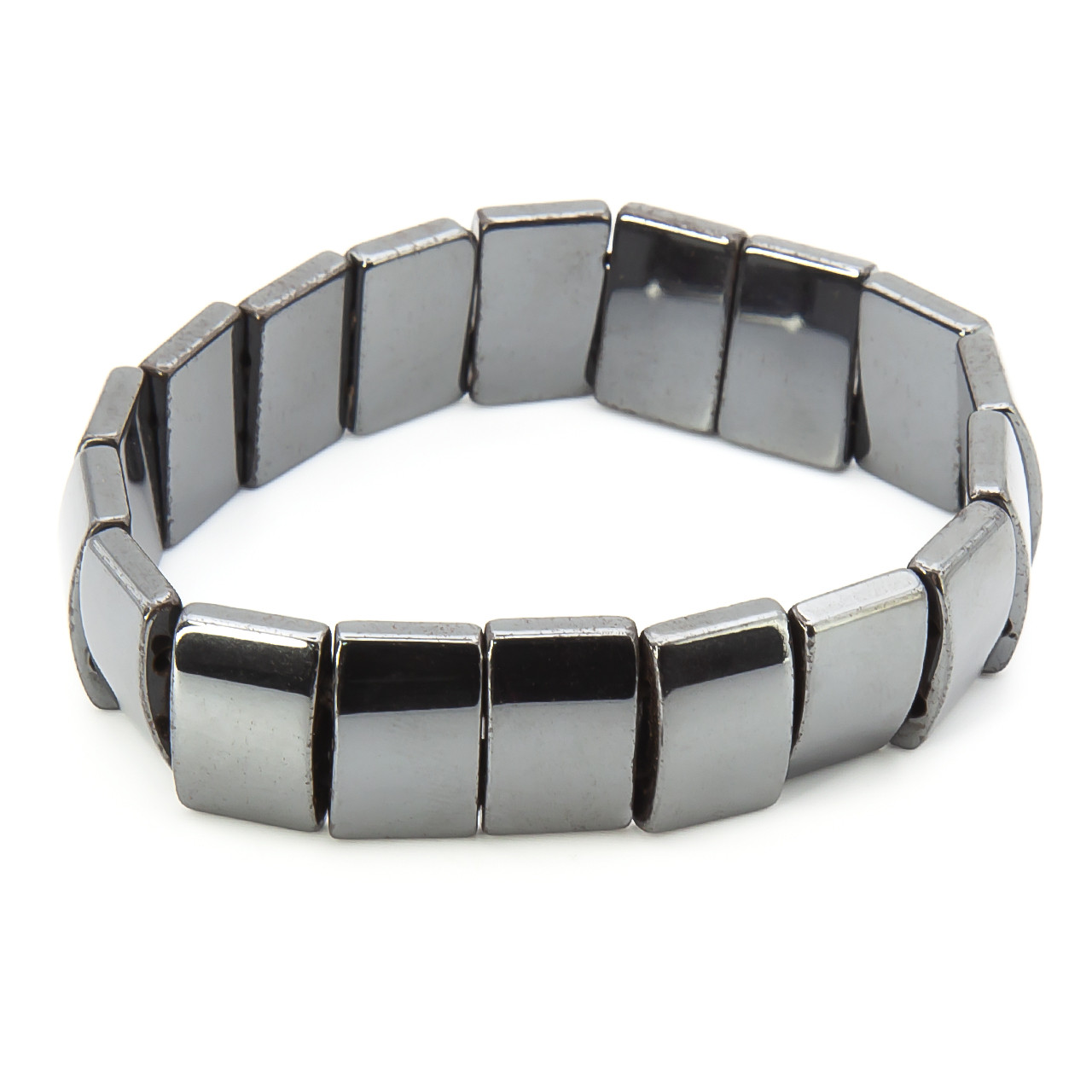 Уцінка!!! Браслет із гематиту магнітний пластинки 17х11х5 мм довжина 20 см Сірий 1 шт., фото 1