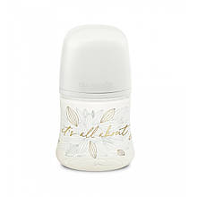 Пляшечка, 150 мл, фізіологічна соска повільний потік, "Gold Edition"/біла