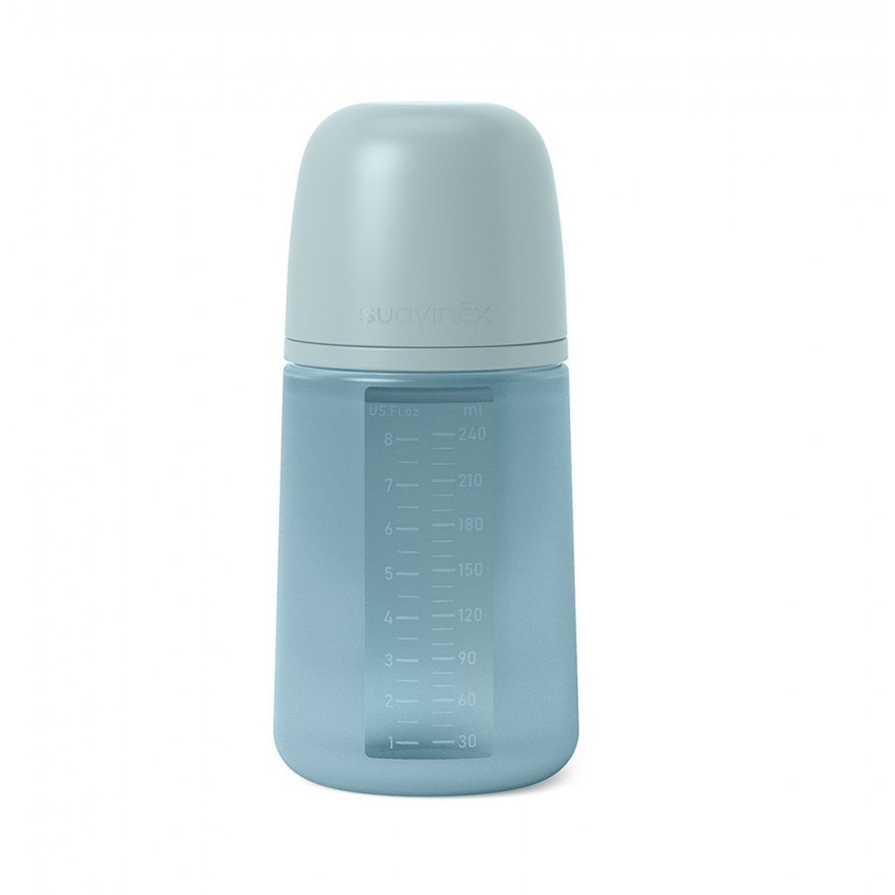 Пляшечка силіконова, 240 мл, фізіологічна соска повільний потік, "Colour Essence"/блакитна, фото 1