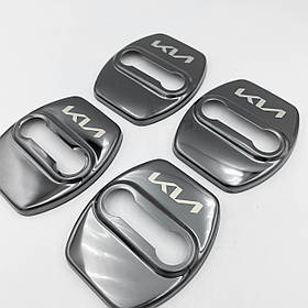 Накладка на дверний замок з емблемою KIA (Кіа) Комплект 4 шт Чорний