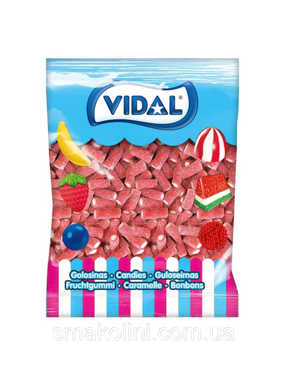 Кислий полуничний олівець з начинкою- желейні цукерки Vidal Іспанія 1 кг