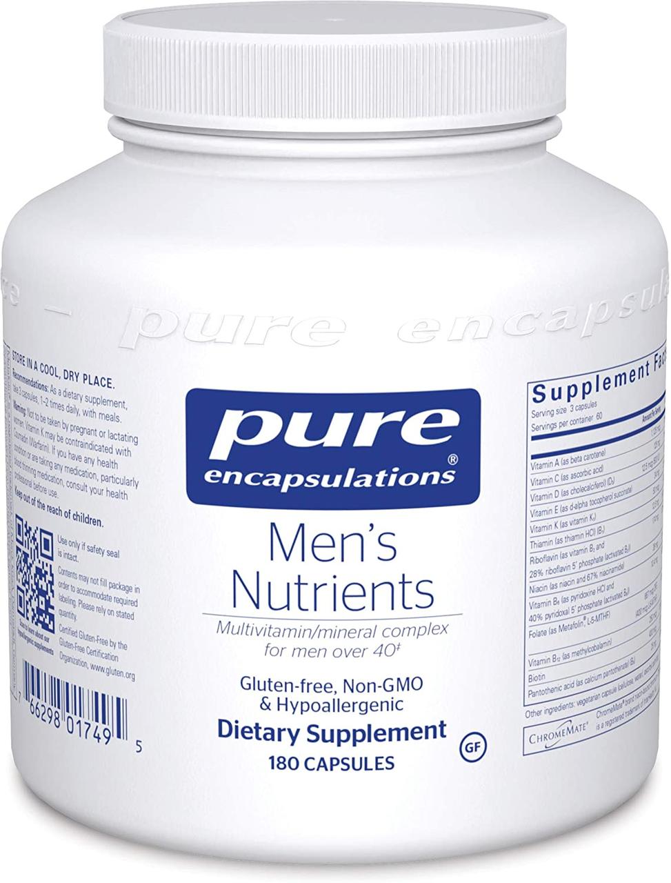 Pure Encapsulations Men's Nutrients / Мультивітаміни для чоловіків віком від 40 років 180 капс BX915, фото 1