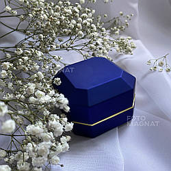 Коробочка для кільця з підсвіткою Classic — Футляр скринька для пропозиції або весілля Синій