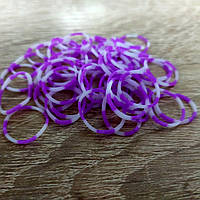 Резинки для плетения браслетов фиолетово-белые 50 штук