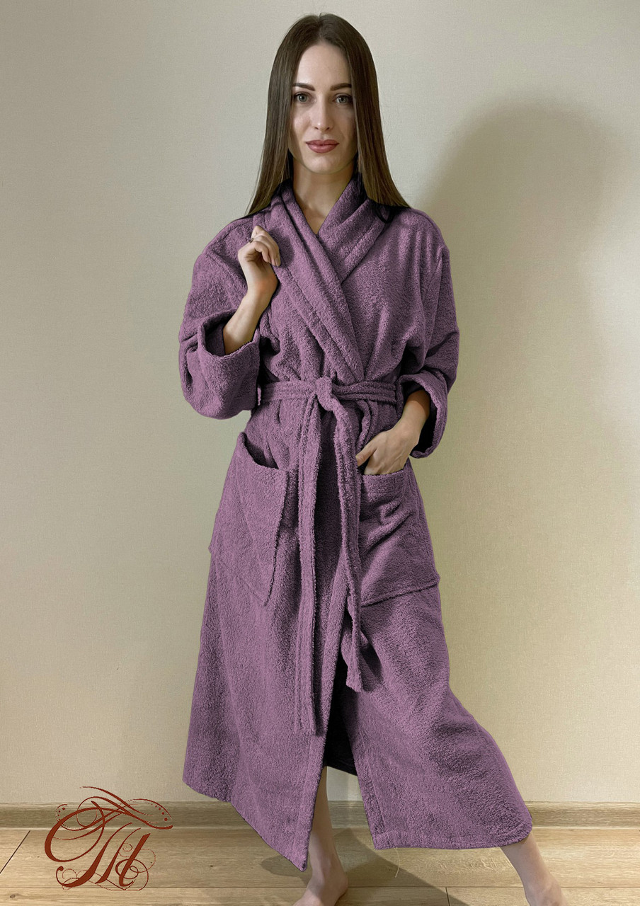 Халат махровий Бузьковий, розмір M 46-48 /довжина 120 см, фото 1