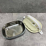 Ланч-бокс харчовий 700 мл Kamille KM-2124 блакитний з бежевим, фото 3