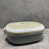 Ланч-бокс харчовий 700 мл Kamille KM-2124 блакитний з бежевим, фото 6