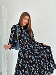 Квіткове міді плаття під пояс із розкльошеною спідницею та довгими рукавами (р. 42-52) 2035375, фото 3