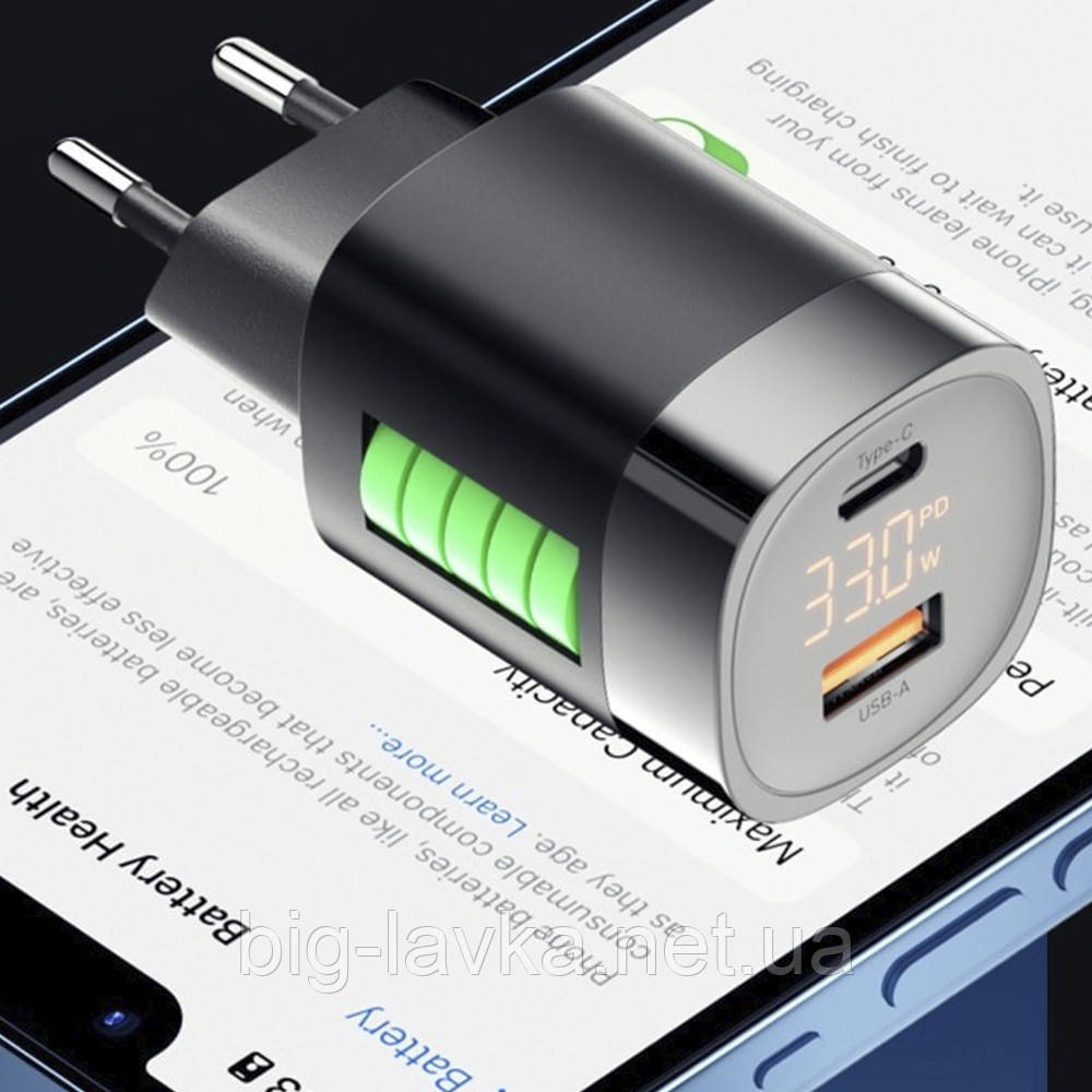 Зарядний пристрій Essager 33W Type C USB A, фото 1