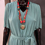 Плаття віскоза короткий рукав міді пояс 50 морська хвиля, фото 9