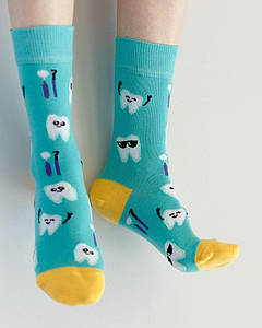 Медичні шкарпетки з принтом Teeth Mint